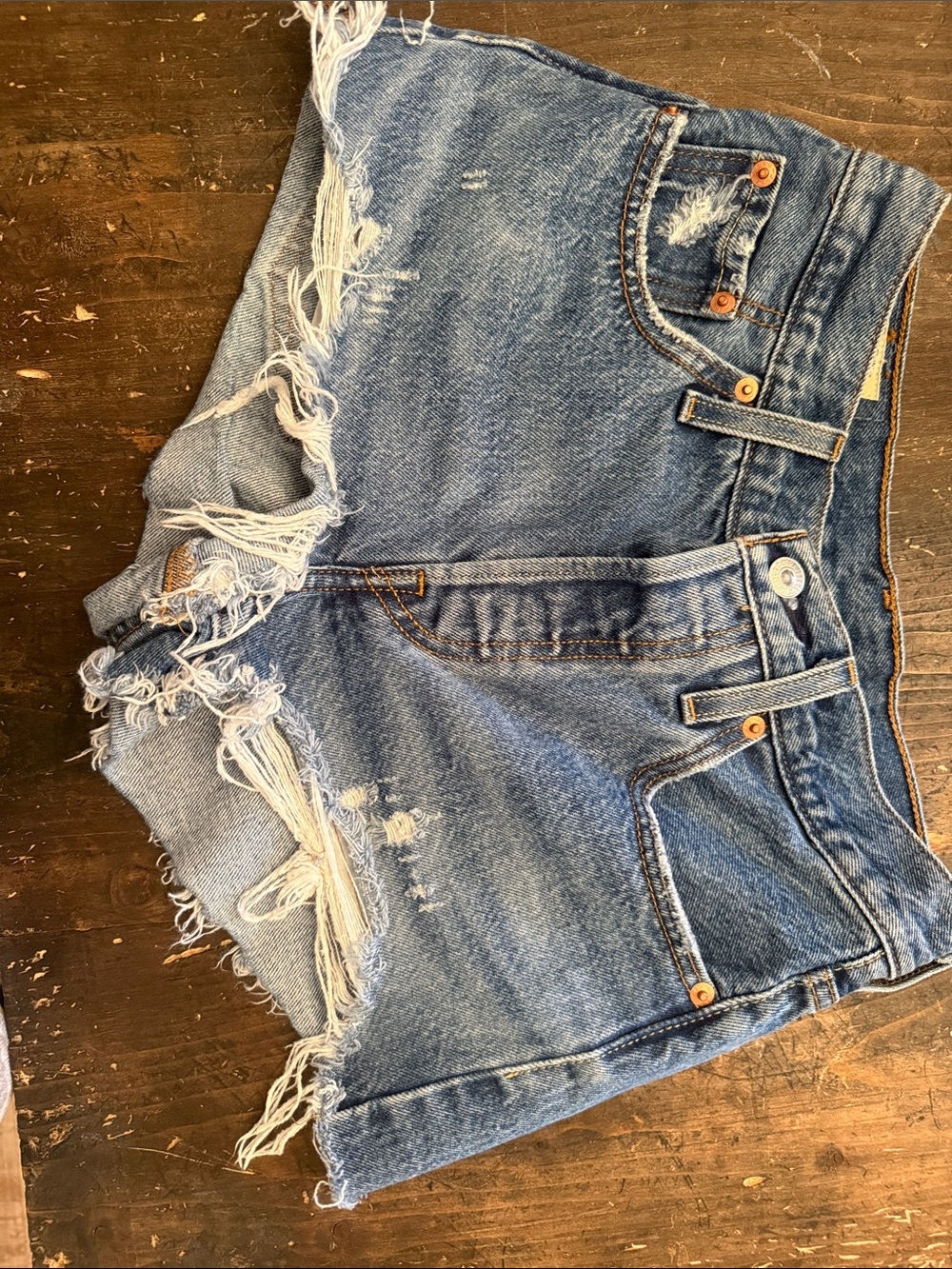 Levi's Light Blue Distressed Cutoff Jean Shorts